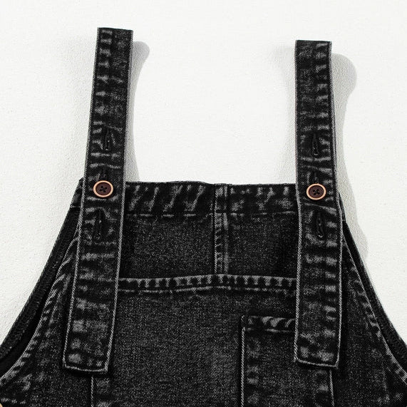 CU Butons | ToughWorkz Women's Bib Pocket Wide Leg Denim Overalls, 4 Sizes - ToughWorkz