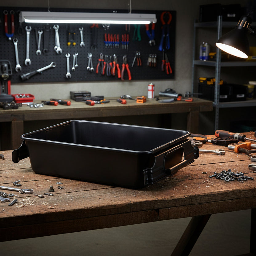 A black rectangular Toyo Steel M-* Parts Box | ToughWorz