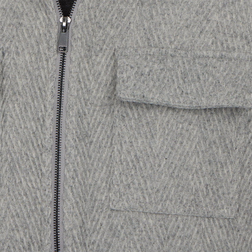 CU Material | Kane Grey Textured Zip Wool Cargo Jacket