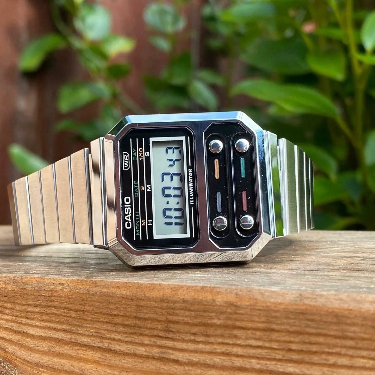 Side | Casio A100WE-1A Vintage Calculator Watch - ToughWorkz