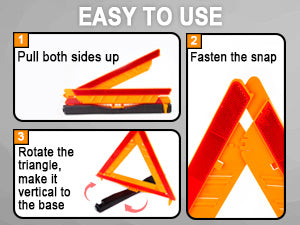 Easy to USe | ToughWorkz Emergency Highway Warning Triangles, DOT Approved - ToughWorkz