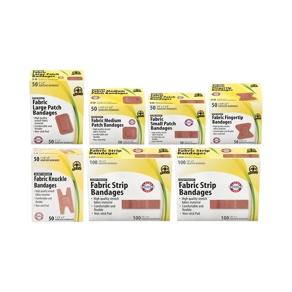 Includes | Adhesive Bandages 450-Variety Pack, Waterproof - ToughWorkz