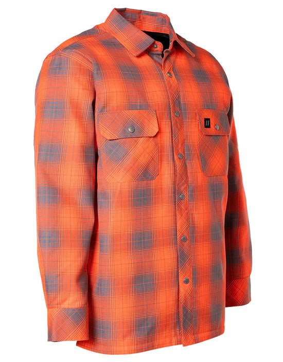 Hi-Vis Orange Shadow Plaid Quilted Flannel Shirt Jacket, 4 Sizes - ToughWorkz