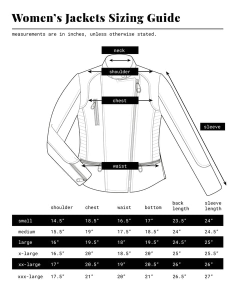 Size Guide for Women - Iron and Resin