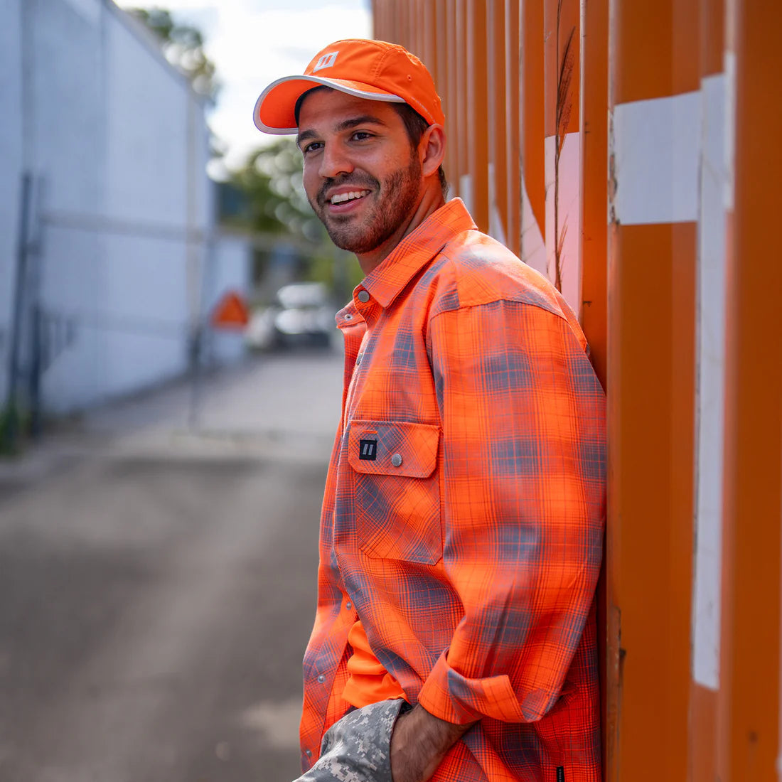 Hi-Vis Orange Shadow Plaid Quilted Flannel Shirt Jacket, 4 Sizes - ToughWorkz