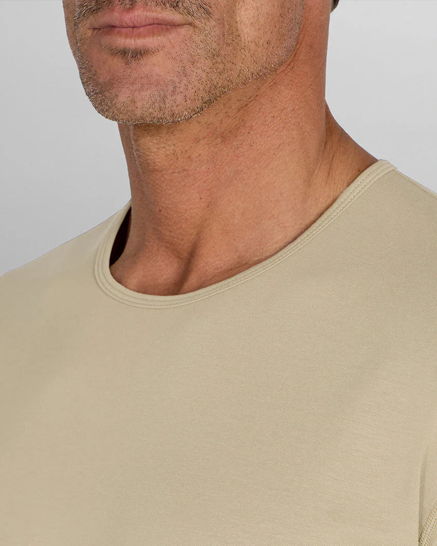 CU Collar Drop-Cut Lux Toasted Ivory Men's Tee, 3 Sizes - TughWorkz
