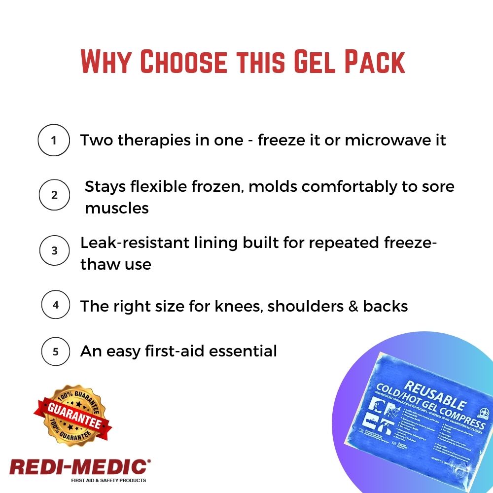 Redi-Medic Reusable Hot & Cold Gel Pack (13 x 22 cm / 5" x 9") – Flexible Ice & Heat Compress for Back, Knee, Shoulder & Muscle Pain Relief – Microwave or Freezer Safe, Non-Toxic