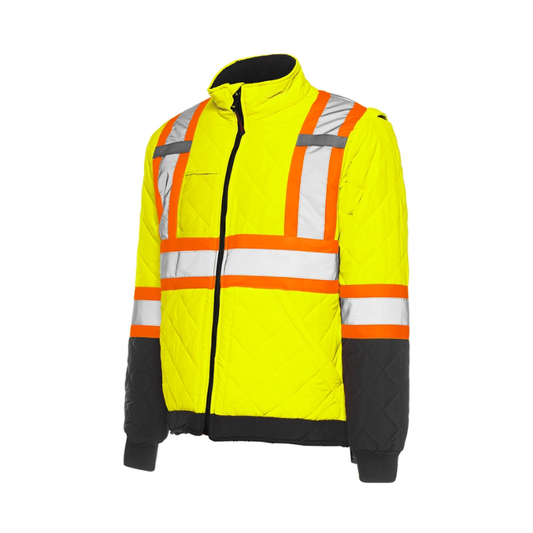 Hi-Vis Quilted Freezer Jacket, Class 3, (5 Sizes / 3 Colors) - ToughWorkz