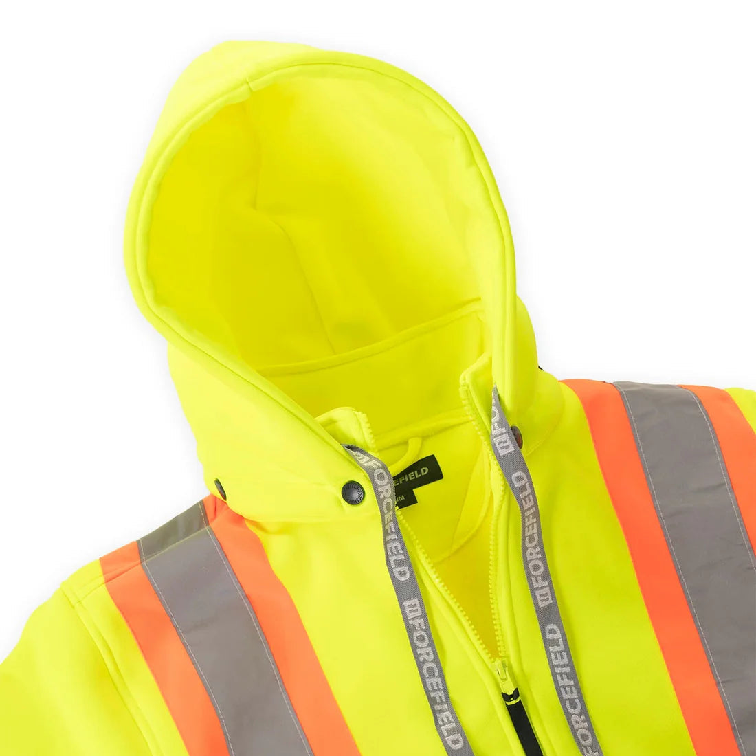 Close Up | Forcefield Women's Hi-Vis Lime Safety Hoodie w. Detachable Hood