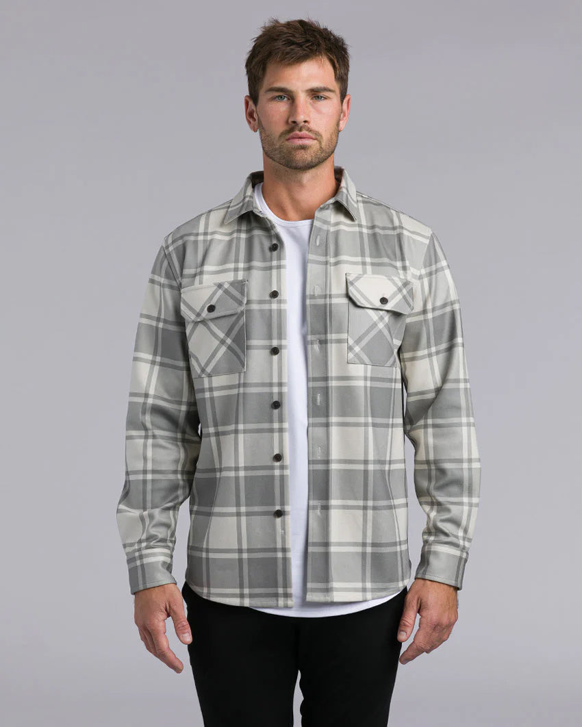 Front | Olive Plaid Coastal Overshirt - Shop ToughWorkz Online Store