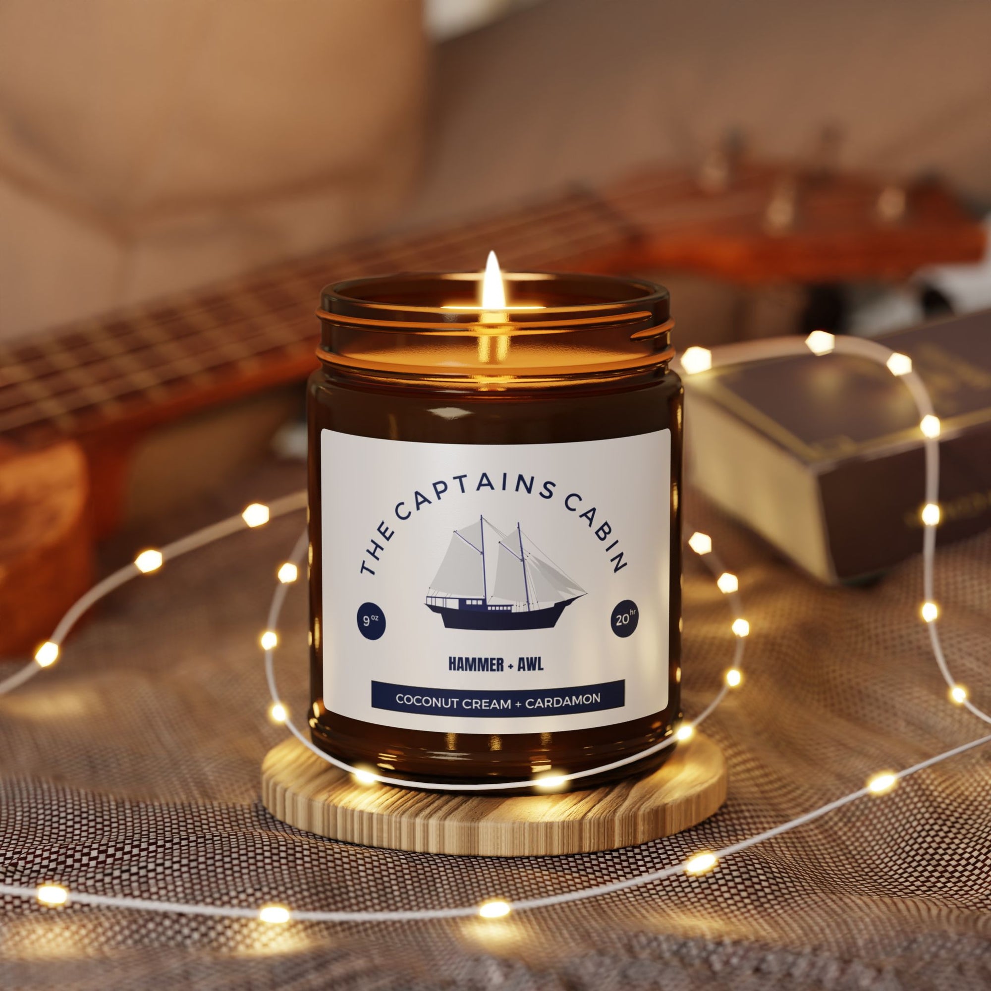 Captain's Cabin Scented Soy Candle, Coconut Cream, Cardamon by Hammer + Awl
