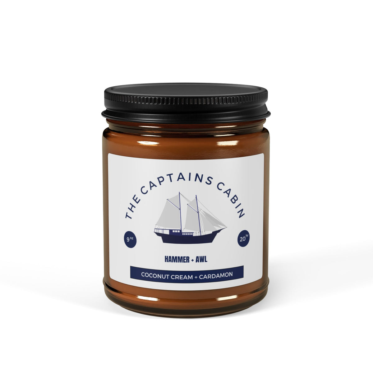 Captain&#39;s Cabin Scented Soy Candle, Coconut Cream, Cardamon by Hammer + Awl