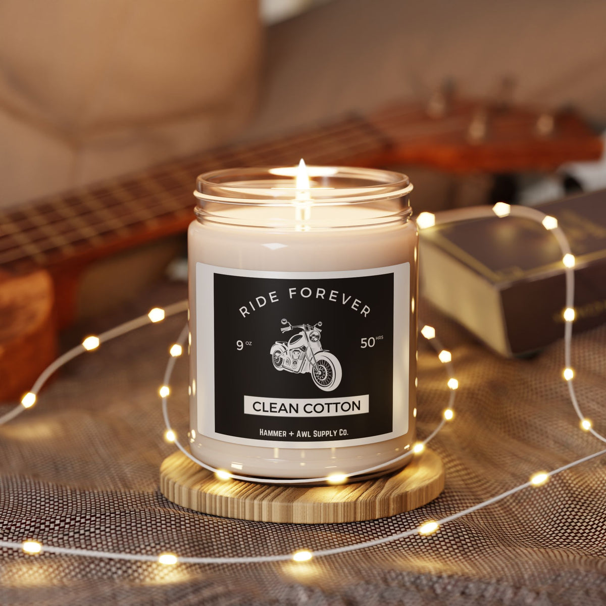 Ride Forever Scented Soy Candle - Clean Cotton, 9oz by Hammer + Awl
