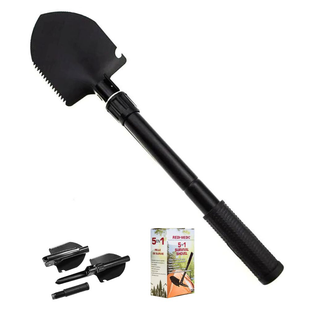 Redi-Medic Compact Portable Stainless Steel Folding Shovel, 5-in-1 Multi-Tool - ToughWorkz