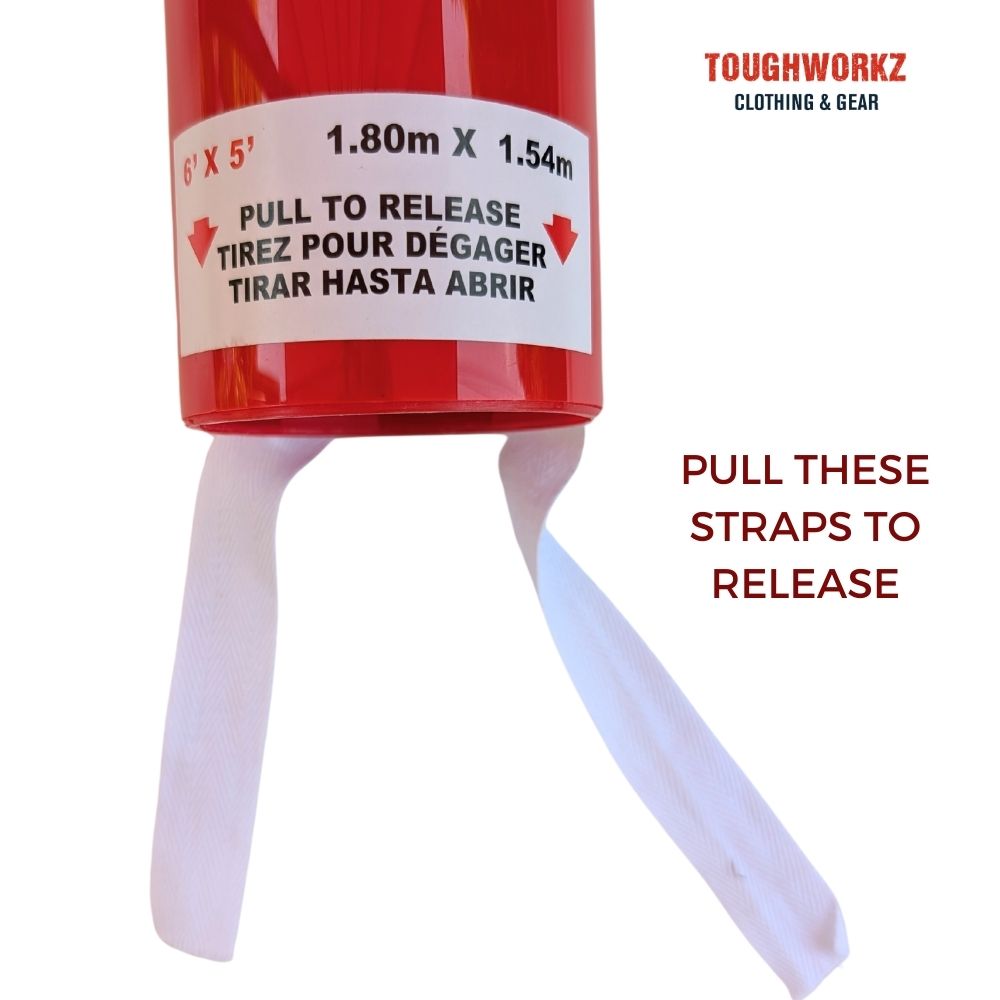 Pull These Straps | ToughWorkz 6'x5' Wall Mounted Fire Blanket - Kitchens, Factories, Boats