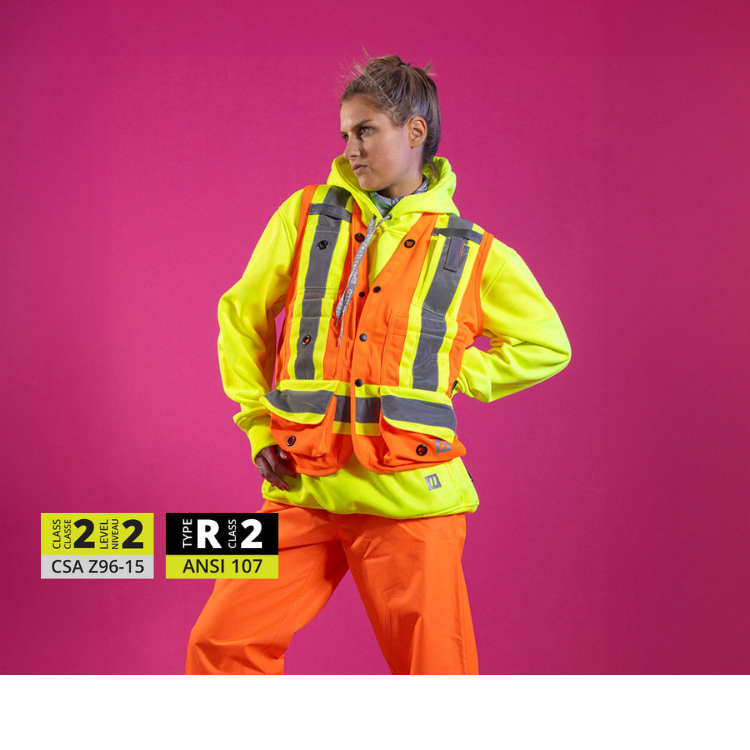 Women's Hi-Vis Orange Safety Surveyor Vest, 3 Sizes
