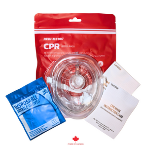 Redi-Medic Compact & Portable CPR First Aid Mask, Disposable Gloves, Bilingual Instructions. Ideal for Travel & Everyday Readiness