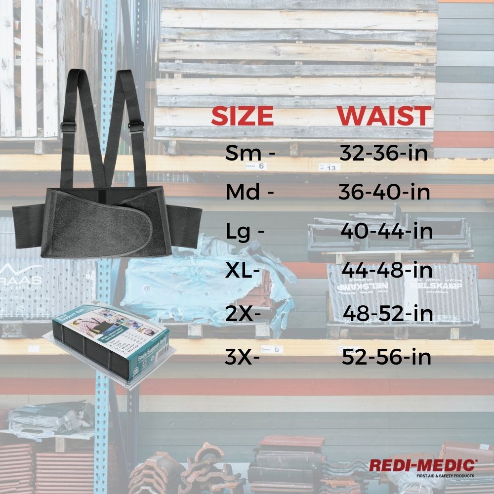 Size Chart | Redi-Medic Back Support Belt For Workplace Safety (Men/Women) - ToughWorkz