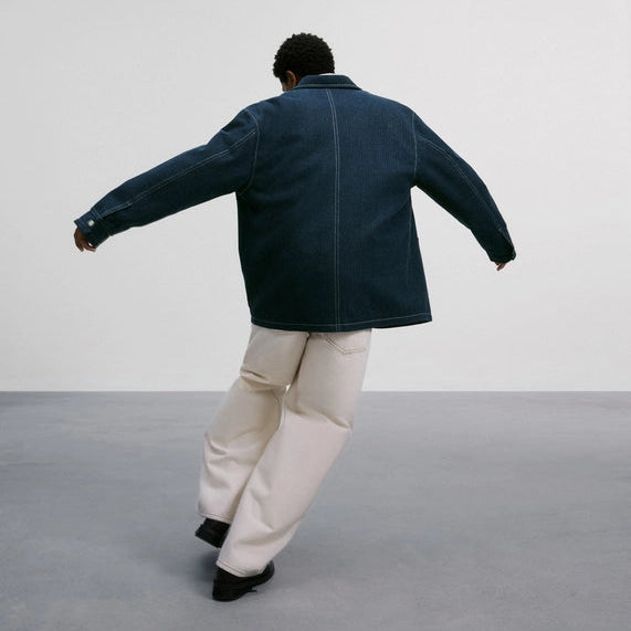 Back | Denim Workwear Men's Shop Coat, 4 Sizes - ToughWorkz