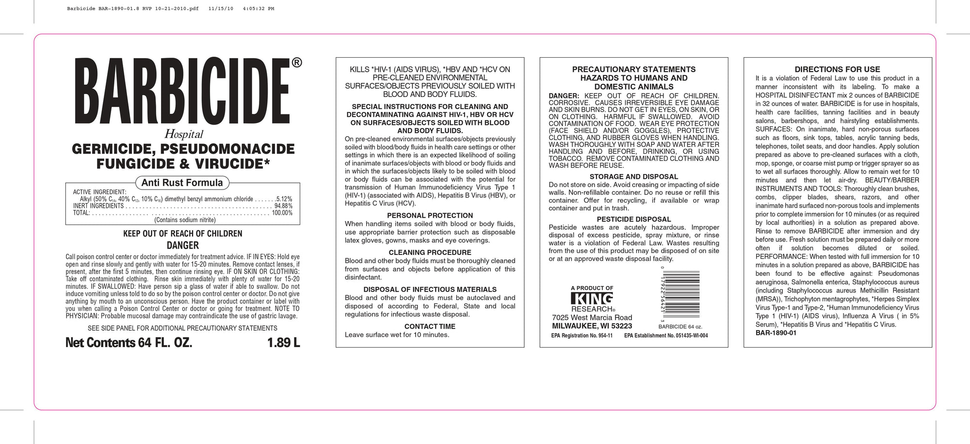 Barbicide Label Details - ToughWorkz