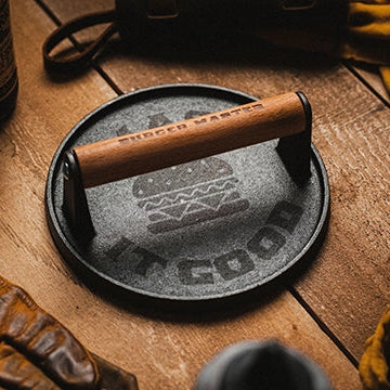 On the Desk | Lucky Jack Cast Iron Grill Press for Burgers - ToughWorkz