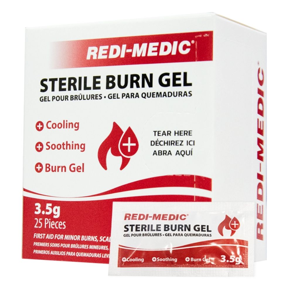Redi-Medic (3.5g) Single Sterile Burn Gel Packets (25/Box) for Travel Emergencies, Burn Gel Dressing for Sunburn, Scalds - Toughorkz
