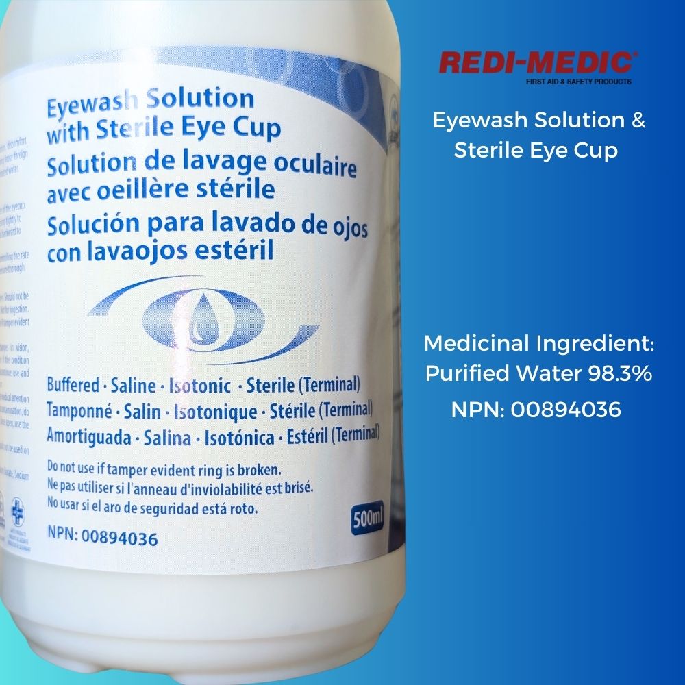 Label CU | Redi-Medic 500ml Eye Wash Solution Refill w. Sterile Eye Cup