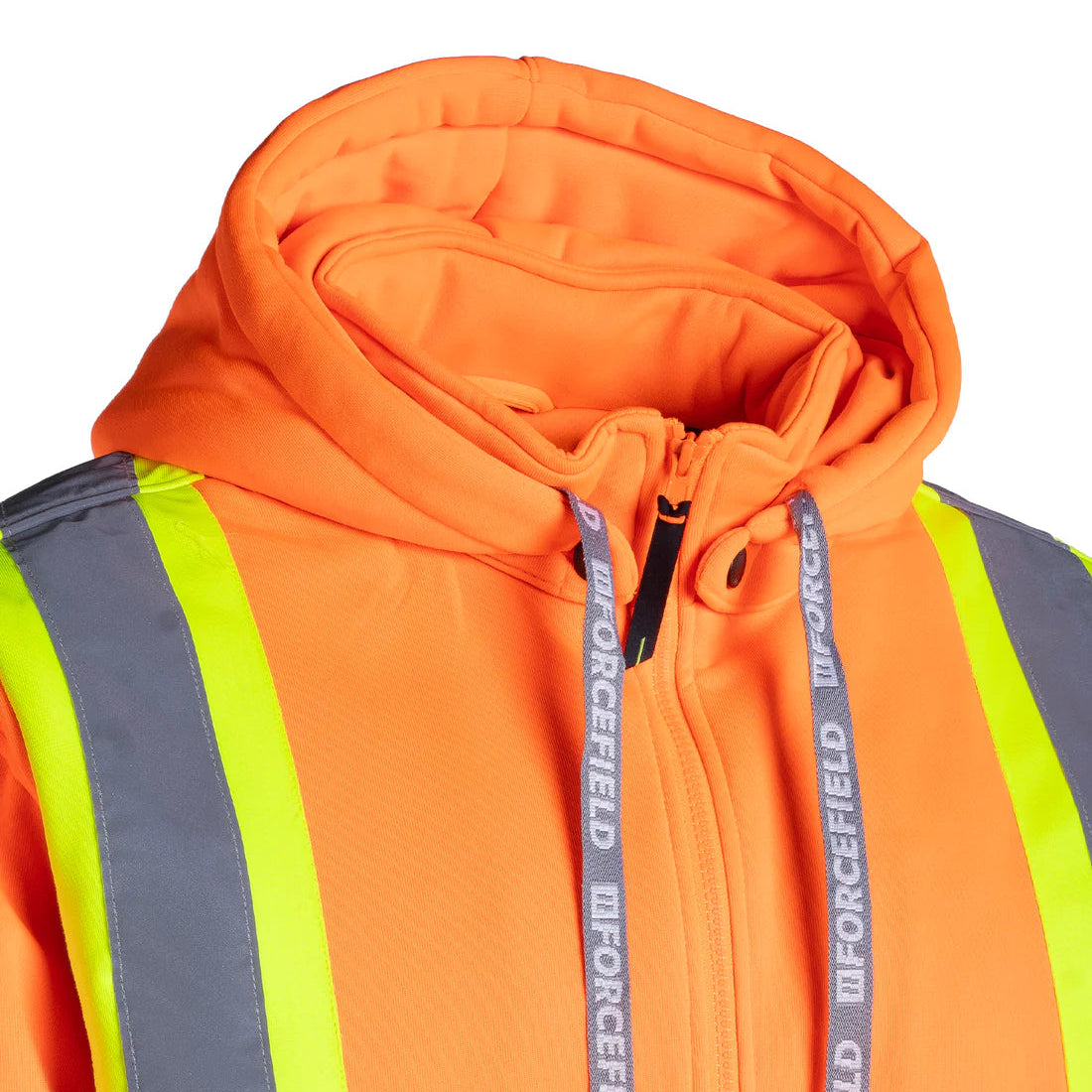 Close Up | Deluxe Hi-Vis Women&#39;s Safety Hoodie, Detachable Hood - ToughWorkz