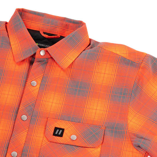 Hi-Vis Orange Shadow Plaid Quilted Flannel Shirt Jacket, 4 Sizes - ToughWorkz