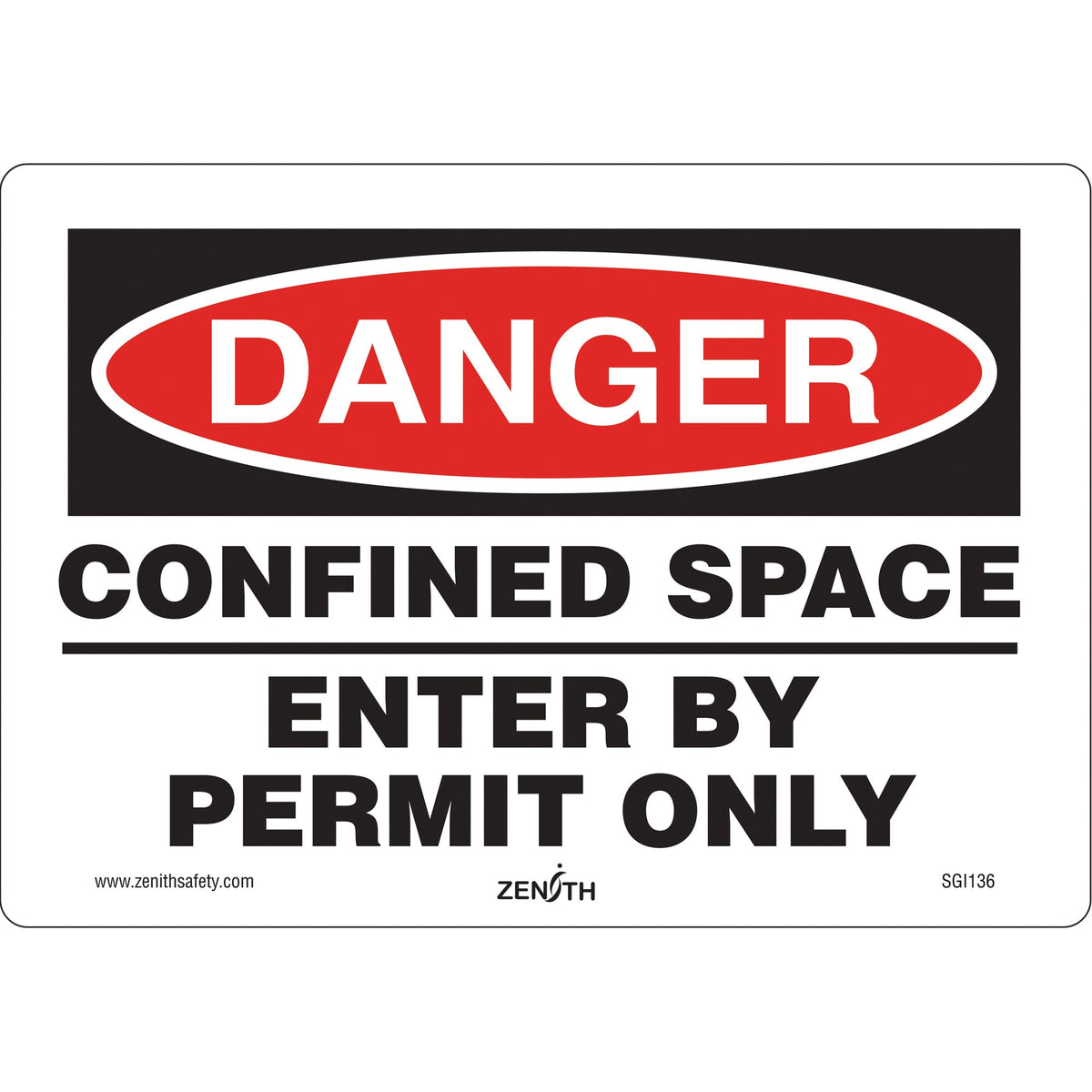 Danger Confiend Space Safety Sign, 10 x 7-inches. Adhesive Labels. Order Today!
