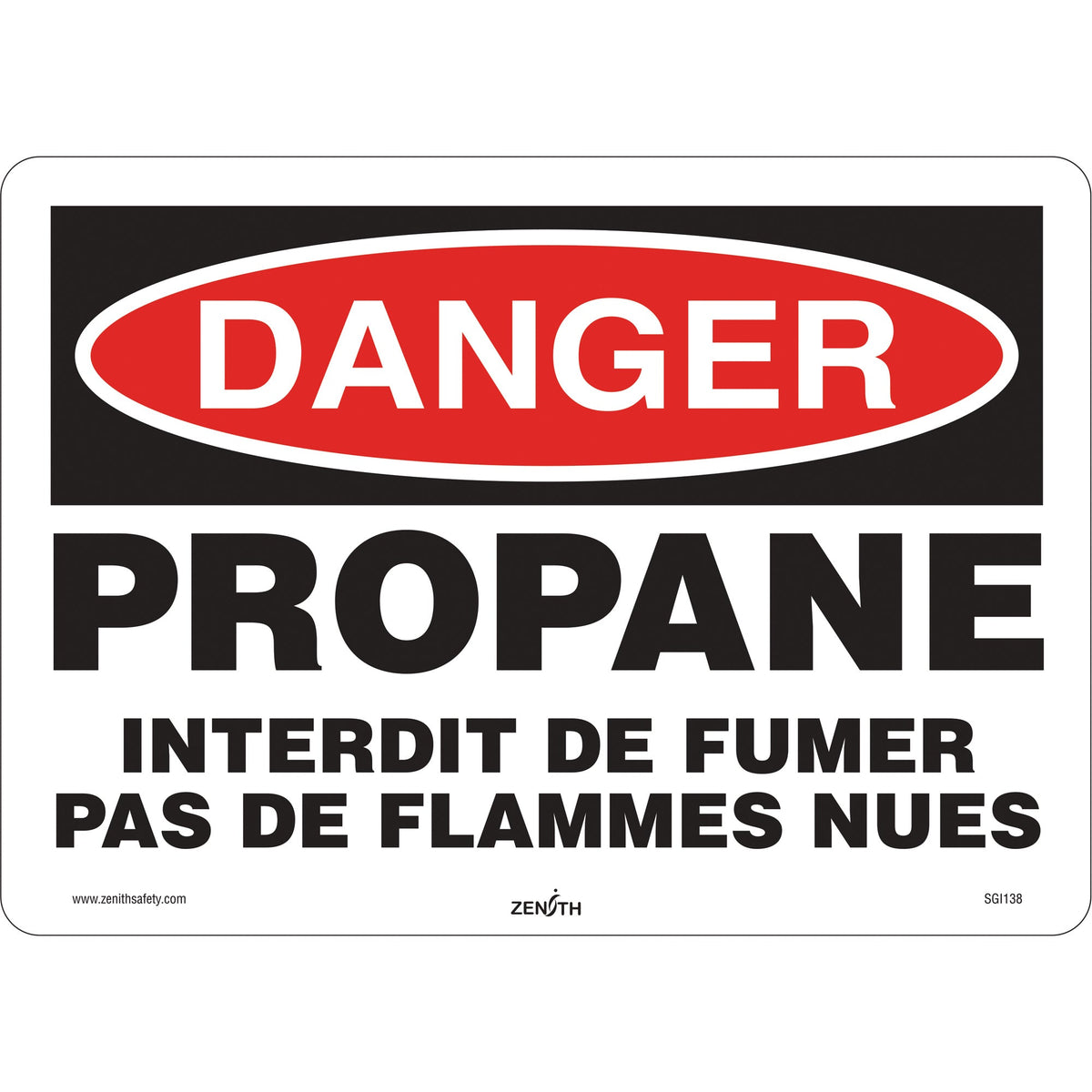 Danger Propane Safety Sign, 10 x 14-in, Vinyl, French - ToughWorkz