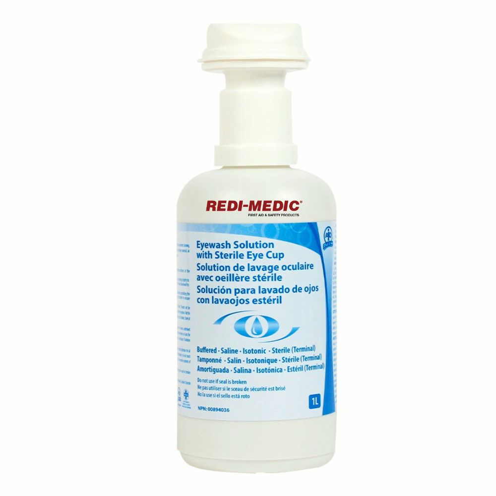 Redi-Medic 1L / 32oz Eye Wash Solution Refill w. Sterile Eye Cup