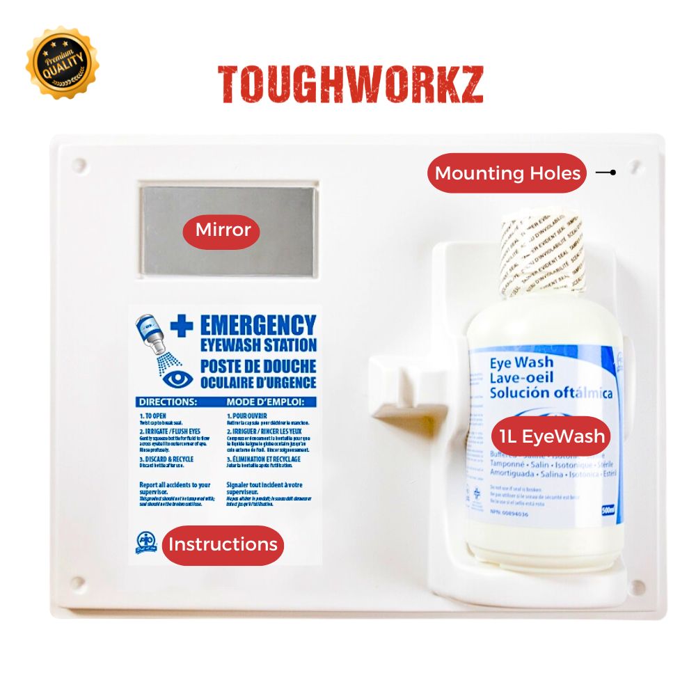 ToughWorkz Emergency Eyewash Station w. Wall Mounted Cabinet, Dual