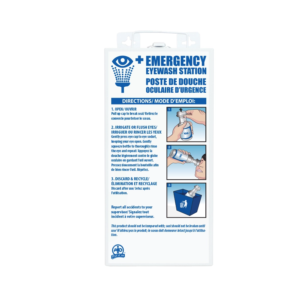 ToughWorkz Emergency Eyewash Station w. Wall Mounted Cabinet, Single 1L / 32oz Solution