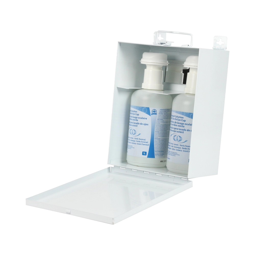 Dual Eyewash 1L Bottles | Metal Eyewash Station Cabinet - ToughWorkz