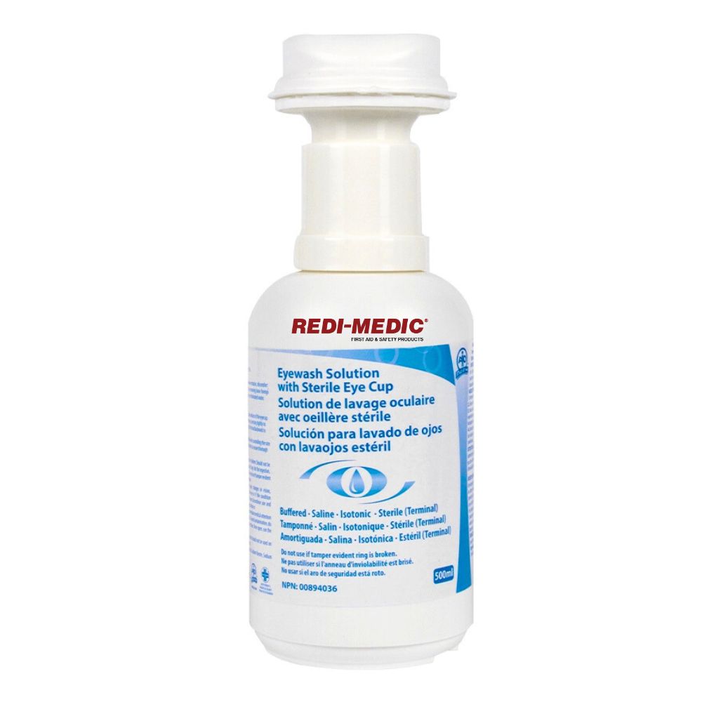 Redi-Medic 500ml Eye Wash Solution Refill w. Sterile Eye Cup