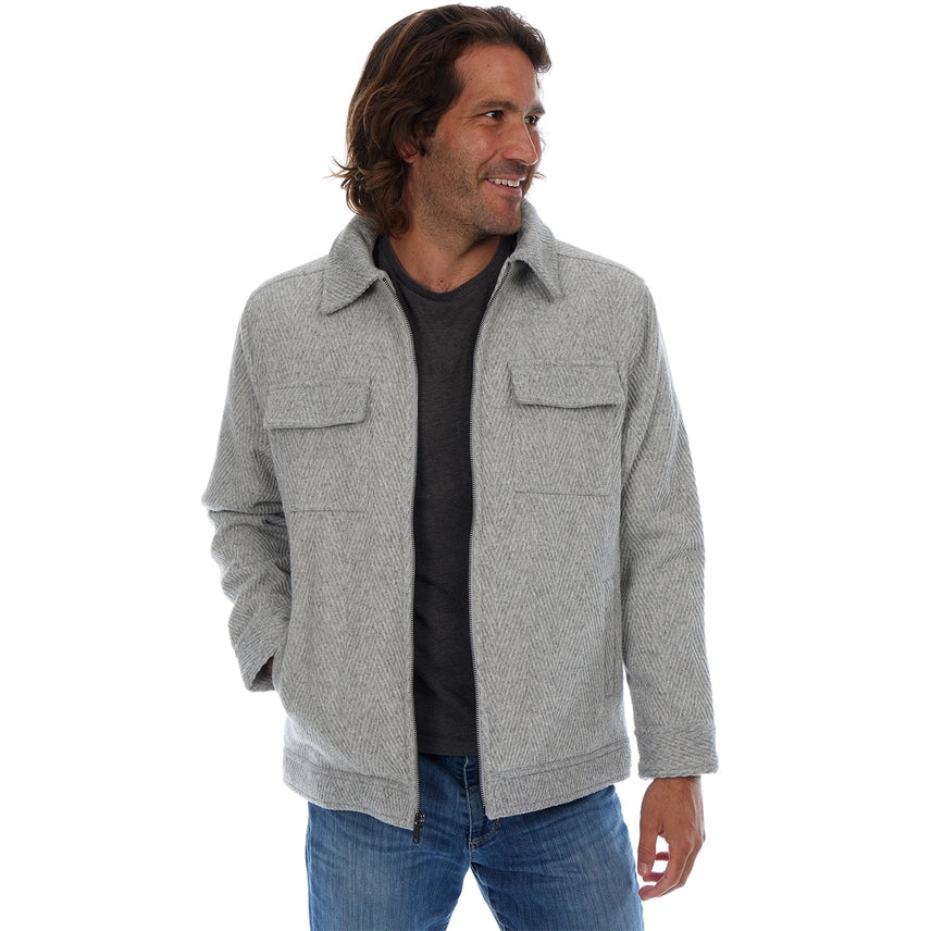 Kane Grey Textured Zip Wool Cargo Jacket - ToughWorkz