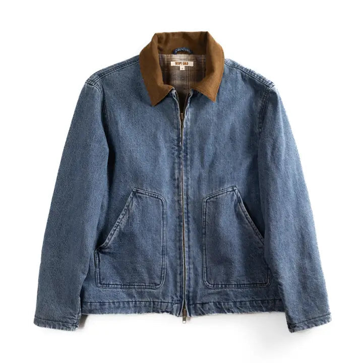 Men's Vintage Boxy Denim Mechanics Jacket, Large - ToughWorkz