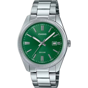 Casio MTP-1302D-3A Vintage Green Dial Stainless Steel Watch - ToughWorkz