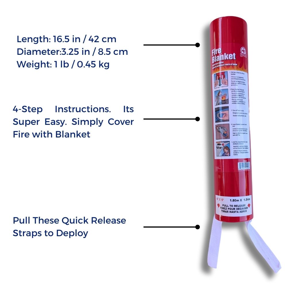 SPECS  | ToughWorkz 6'x5' Wall Mounted Fire Blanket - Kitchens, Factories, Boats