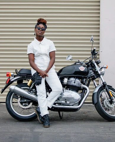 Atwyld Women's Mechanic Style White Overalls, L - ToughWorkz