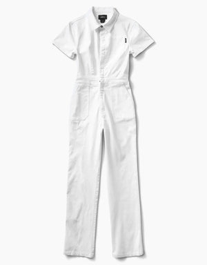 Atwyld Women's Mechanic Style White Overalls, L - ToughWorkz