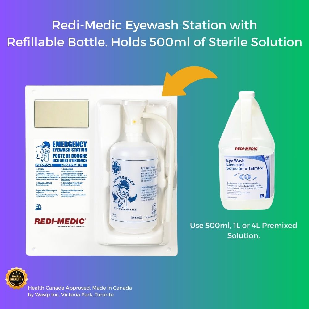 Redi-Medic 500ml Eyewash Station, w/Empty Bottle for DIY Refills - ToughWorkz