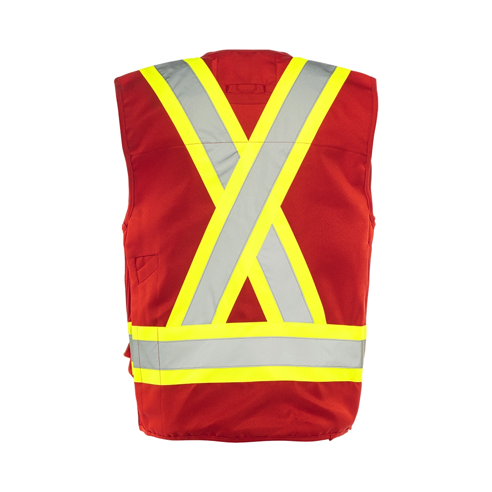Ground Force Hi-Vis Surveyor Safety Vest, Red, Class 2, 5 Sizes