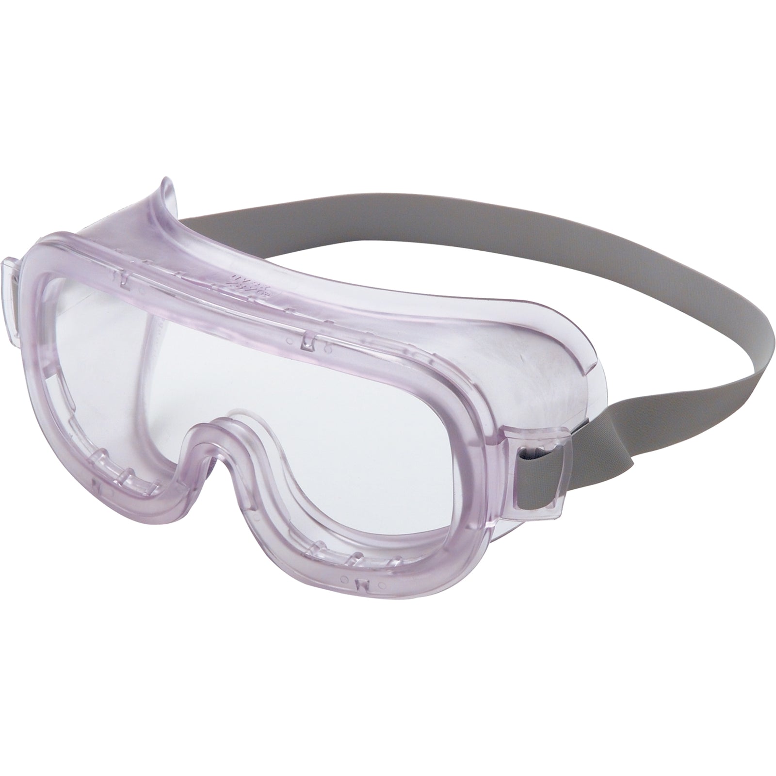 Clear safety goggles with a gray strap on a white background - ToughWorkz