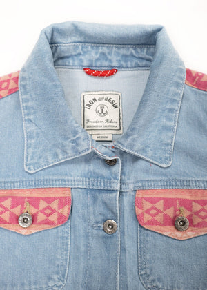 Close Up |Iron and Resin Distressed Women's Denim Jacket - ToughWorkz