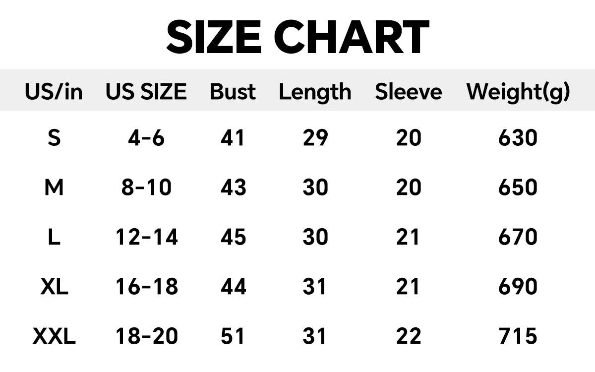 Size Chart for Womne's Casual Shirt Jacket - ToughWorkz