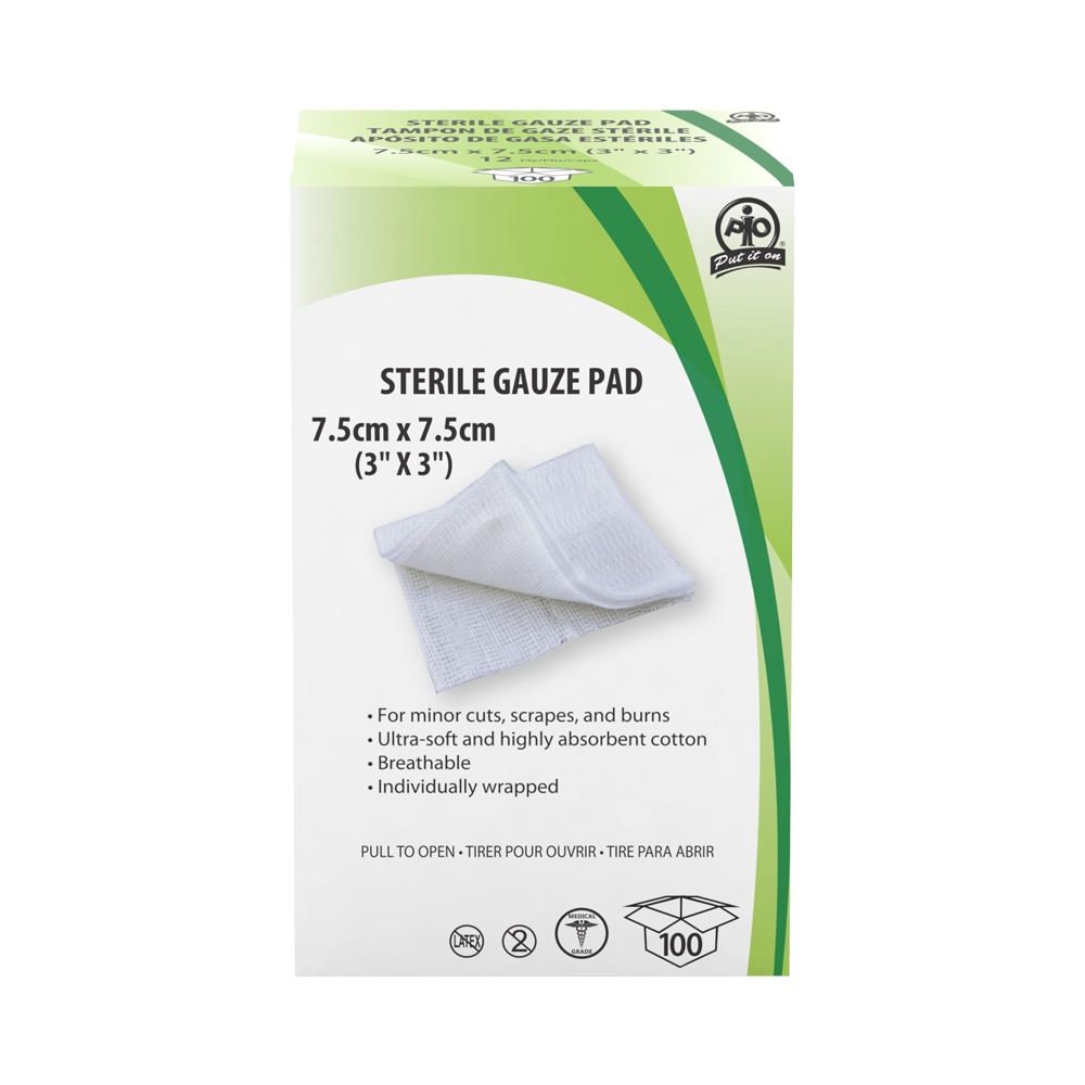 Sterile Gauze Pads, 7.5 x 7.5cm, 100/Box