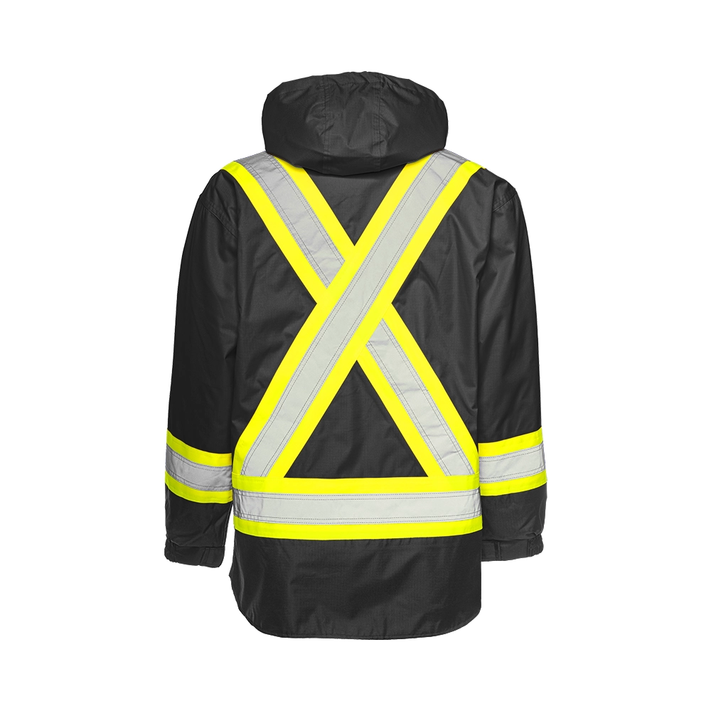 Rear | Black Ground Force 6-in-1 Hi-Vis Safety Parka - ToughWorkz