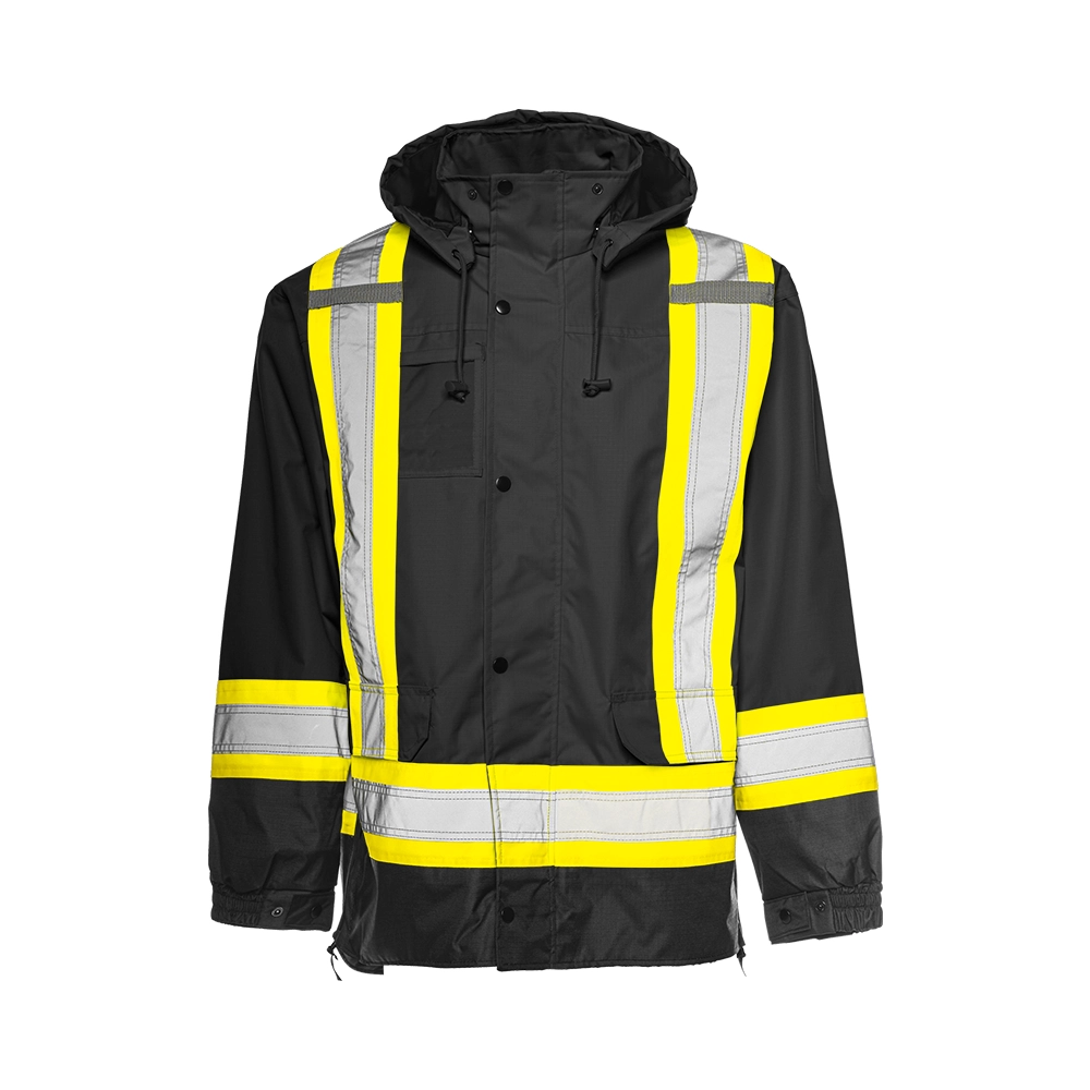 Black | Ground Force 6-in-1 Hi-Vis Safety Parka - ToughWorkz